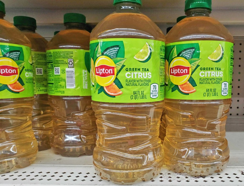 Lipton Tea 64oz Bottles on store shelf