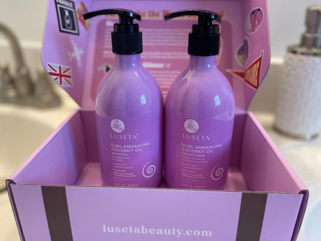 A box with Luseta Curl Shampoo & Conditioner