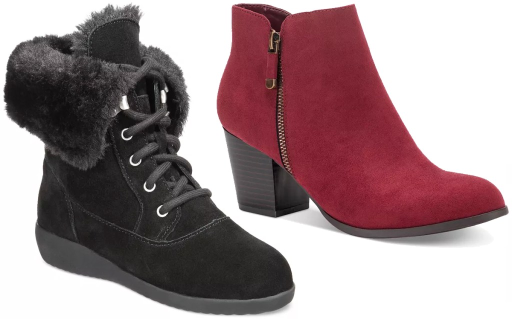 black and red booties