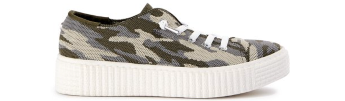 A Madden NYC Womens Wide Platform Sneaker in Camo