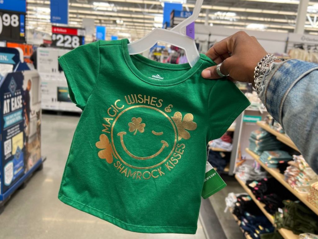Magic wishes shamrock kisses baby toddler and baby girl's tee