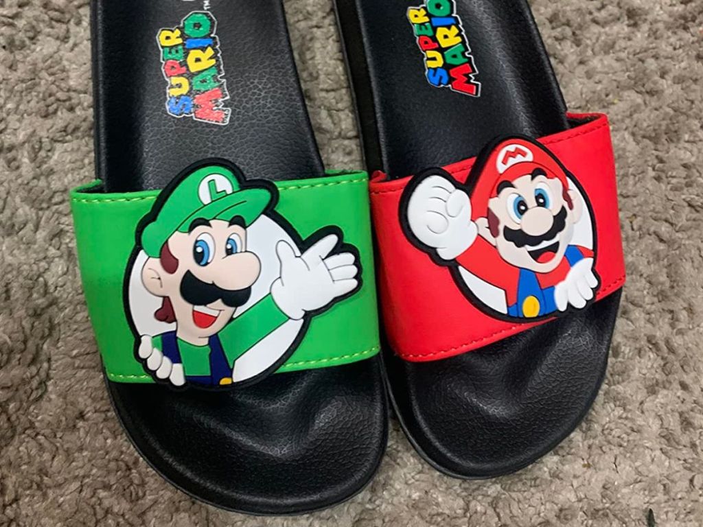 Mario & Luigi Little & Big Boys Slide Sandals on the ground