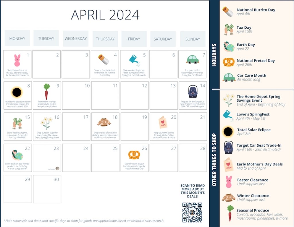 monthly sales april calendar