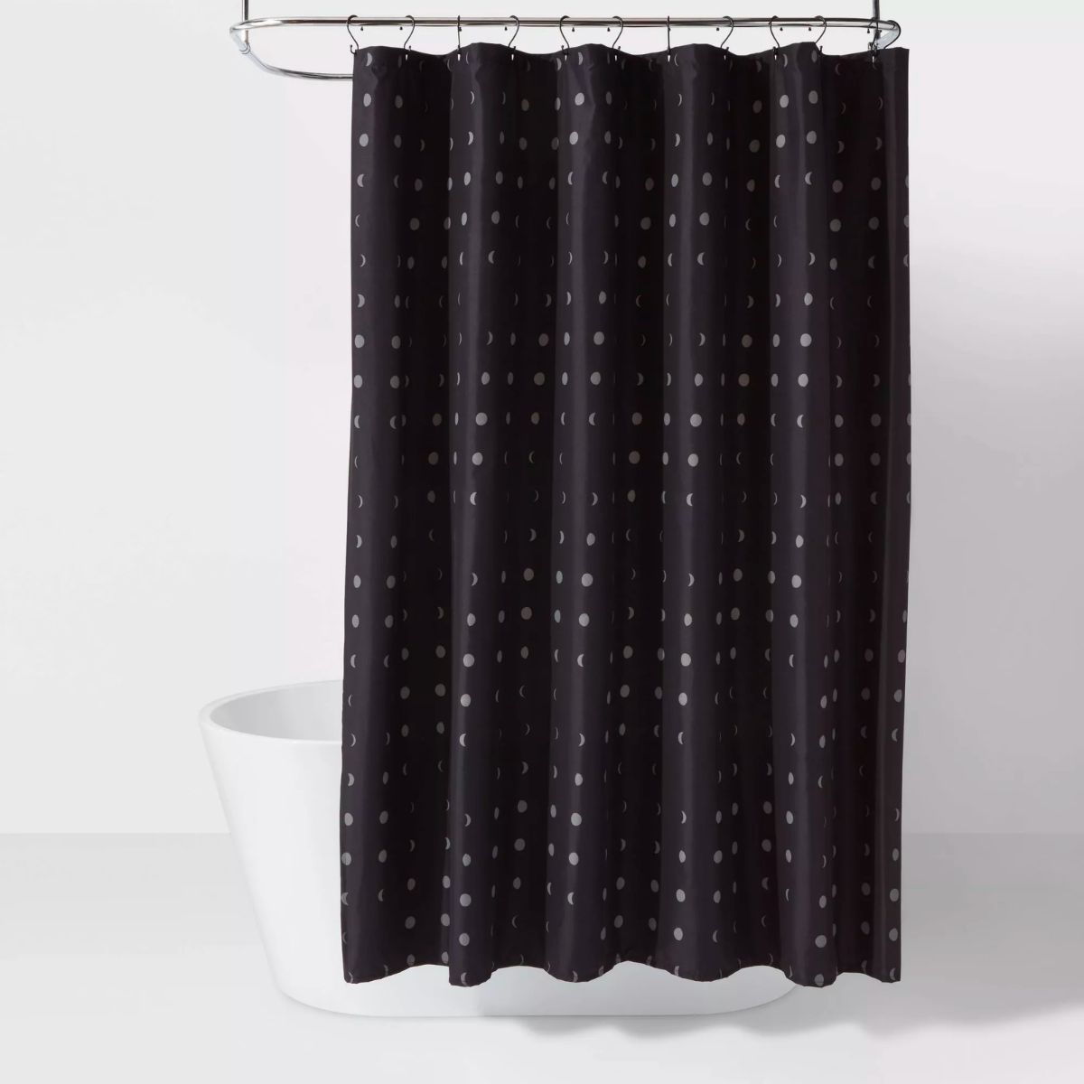 Moon Microfiber Shower Curtain in Gray & black