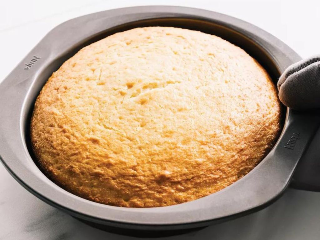 Ninja Foodi Bakeware round cake pan with cake it in