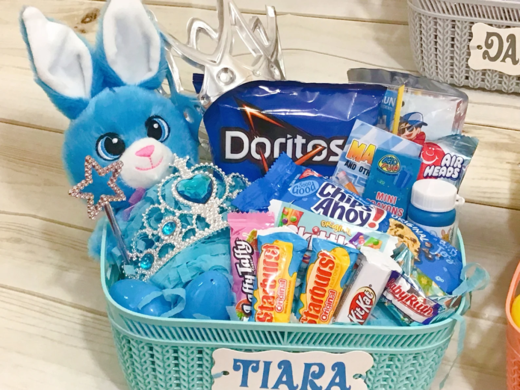 Parkers Parties Custom Easter Basket With Plush Toy and Crown
