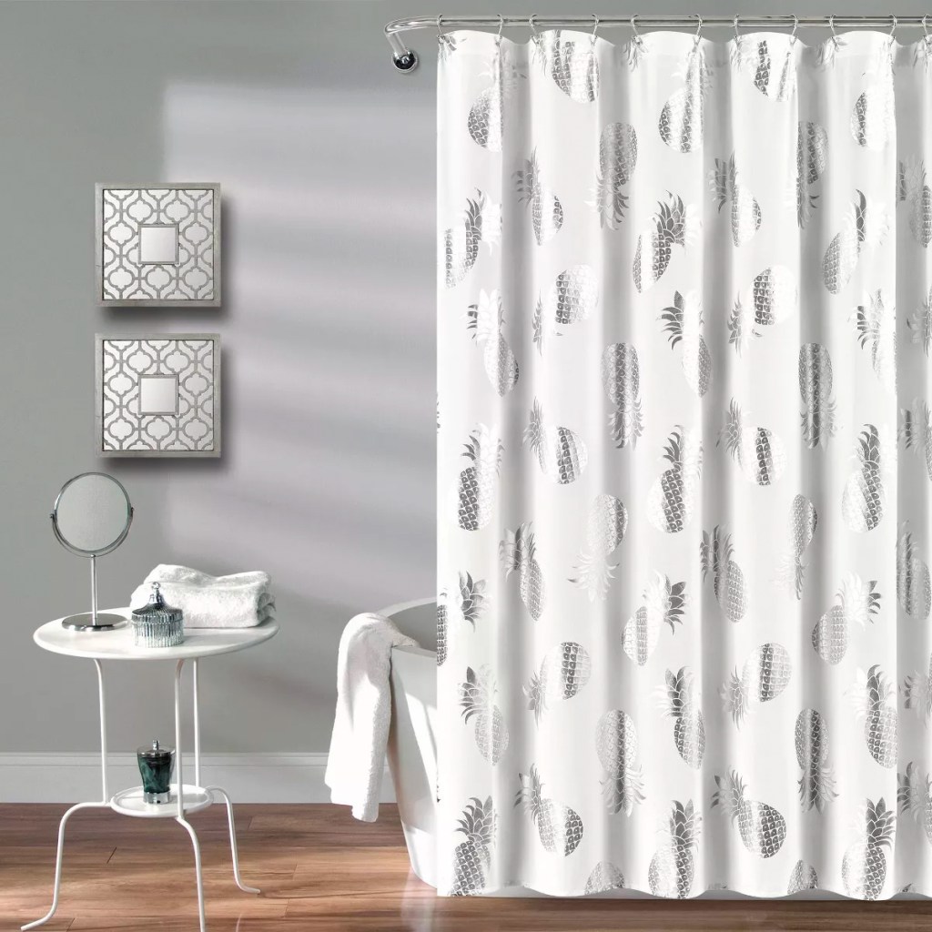 Pineapple Toss Shower Curtain Single Silver - Lush Décor