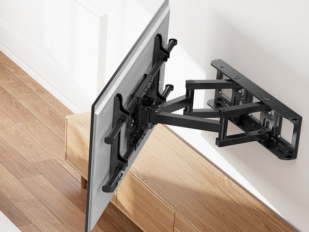 tv extending out from wall on an adjustable mount