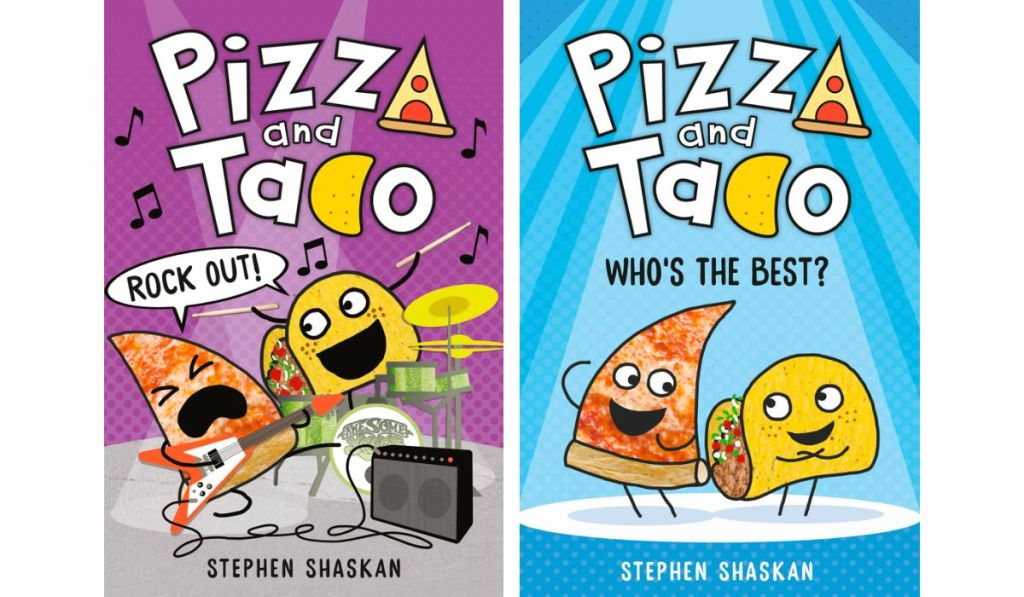 Pizza and taco who's the best and pizza and taco rock out book covers 