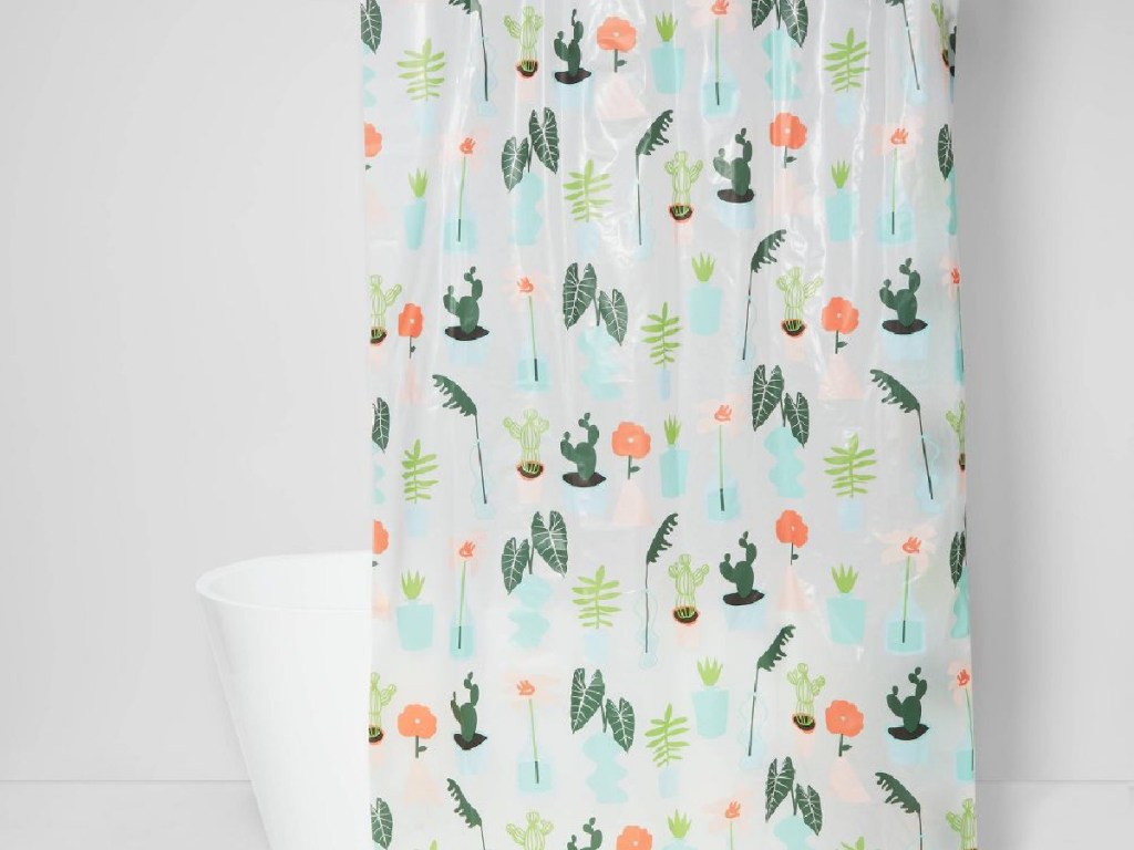 Plants Shower Curtain in bathroom with white tub