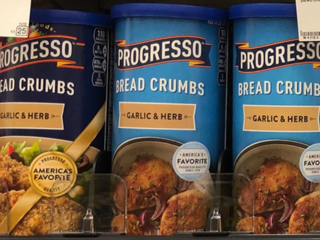 Progresso Bread Crumbs on a shelf