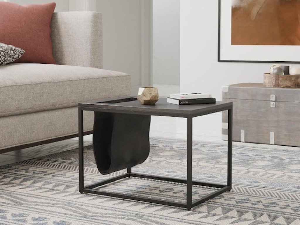 RST Brands Emery Black Modern Coffee Table with Storage in living room