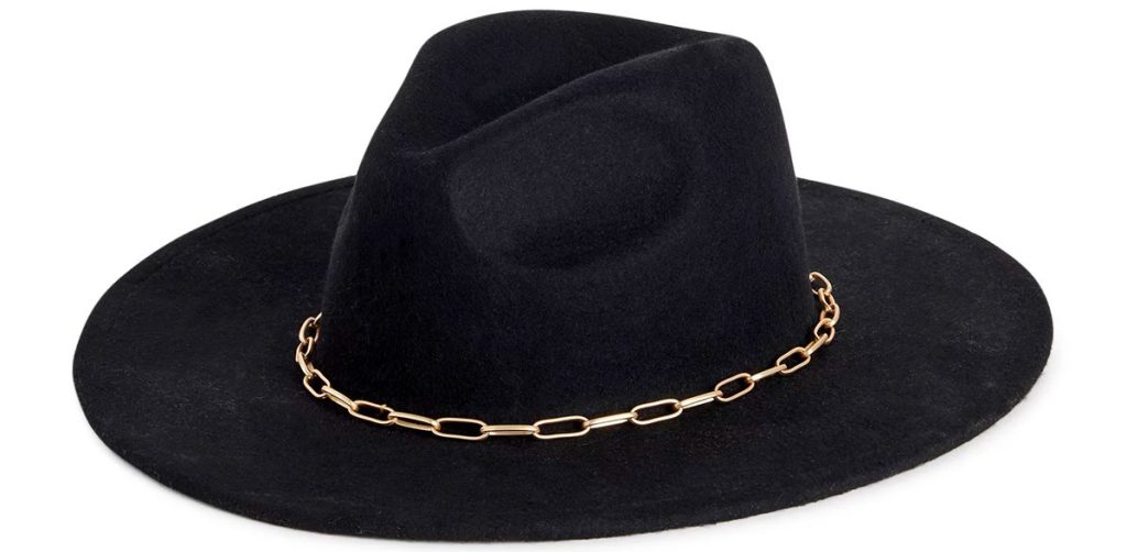 Black Scoop Women's Rancher Hat with Chain Trim