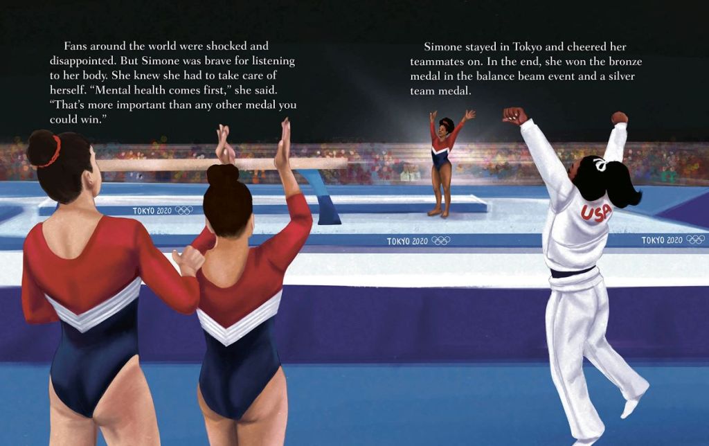 Two pages in the Simone Biles Little Golden Book