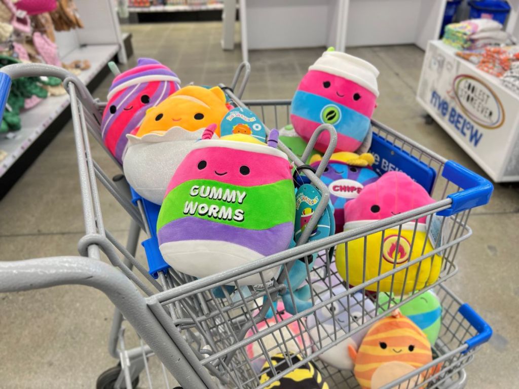Five Below cart filled with Squishmallows
