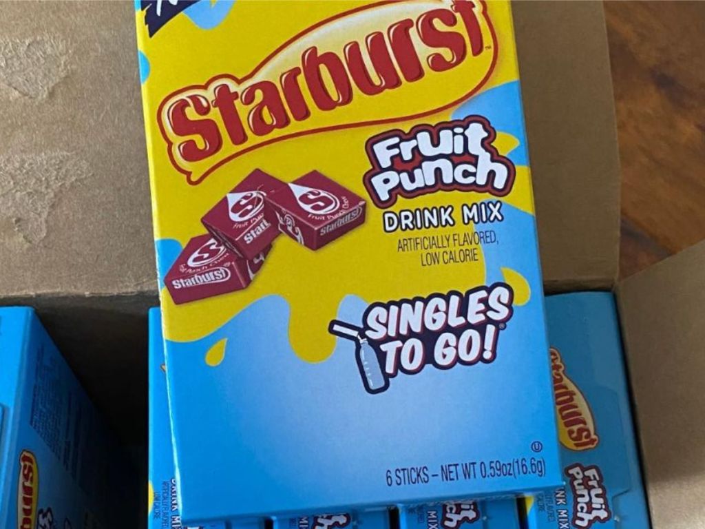 Starburst drink Mix to-go sticks in fruit punch flavor