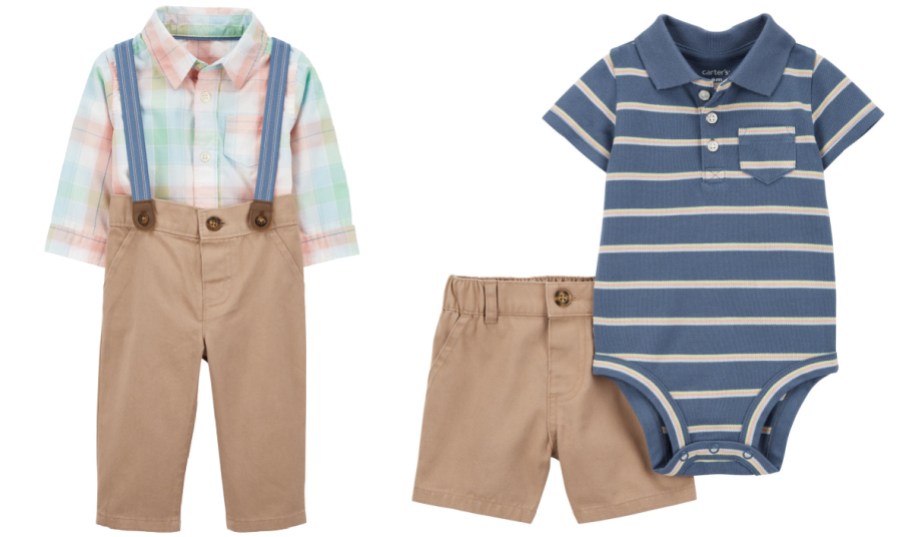 Stock image of carters boy suspenders and shorts set