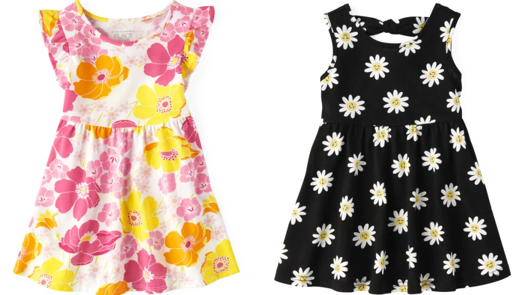 two floral print dresses