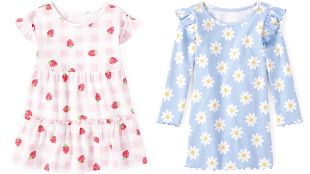 strawberry and daisy print dresses