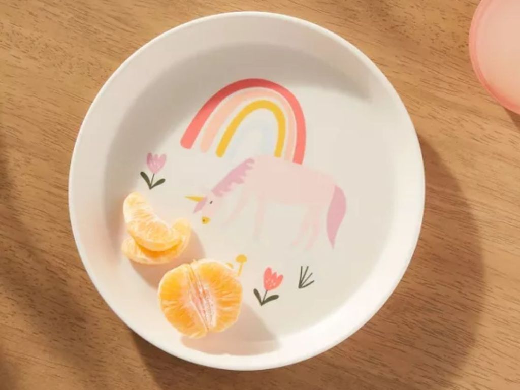 Target Pillowfort Bamboo Melamine Plate in Unicorn design