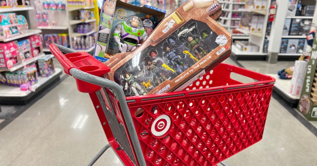 Target Pixar Disney toys inside target cart