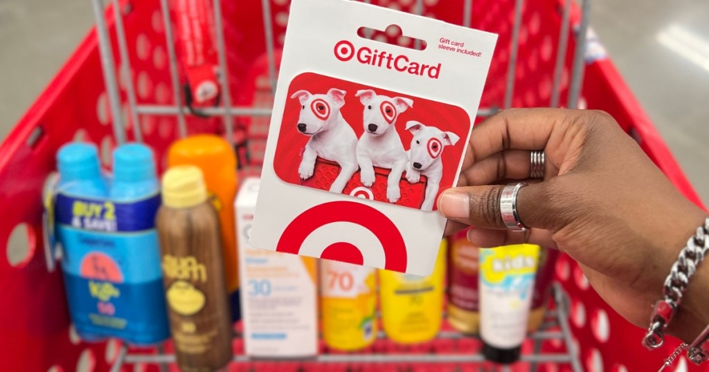 target gift card with target cart full of sunscreen