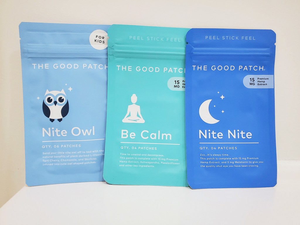 three blue packages of the good patch wellness patches
