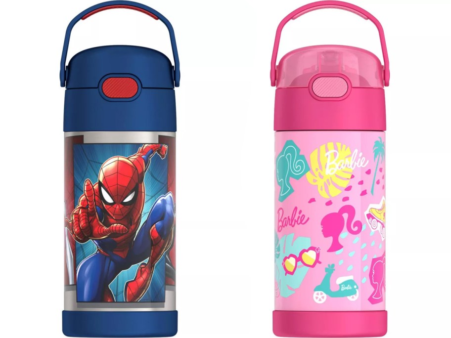 Thermos Kids' 12oz Stainless Steel FUNtainer Water Bottles - Spider-Man and Barbie