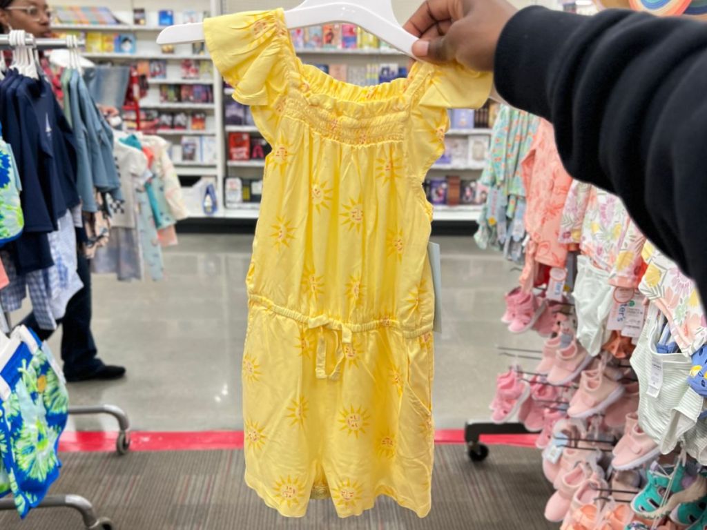 Toddler Girls' Sun Ruffle Sleeve Romper in Yellow