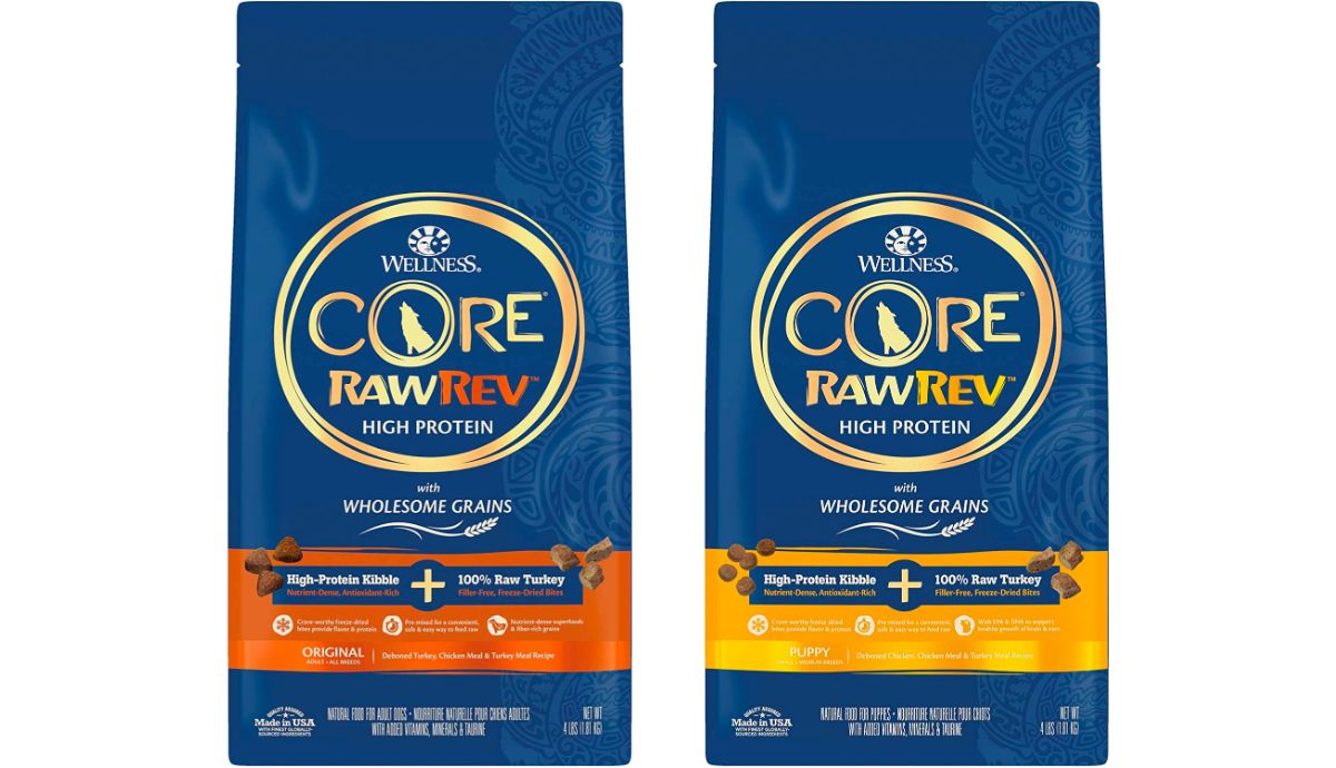 Wellness core raw rev dog food 4 pound bags 