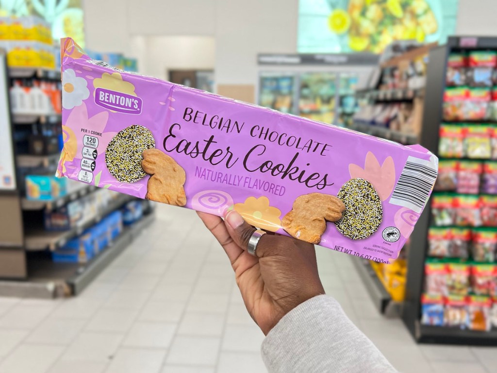 hand holding easter cookies bag