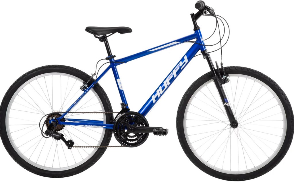dark blue mountain bike