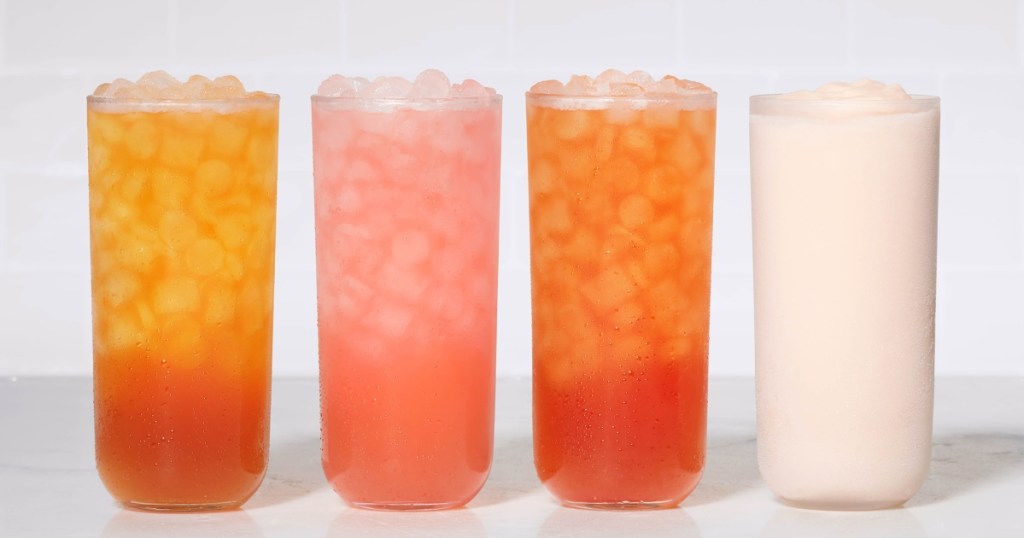 4 lemonade drinks in glasses