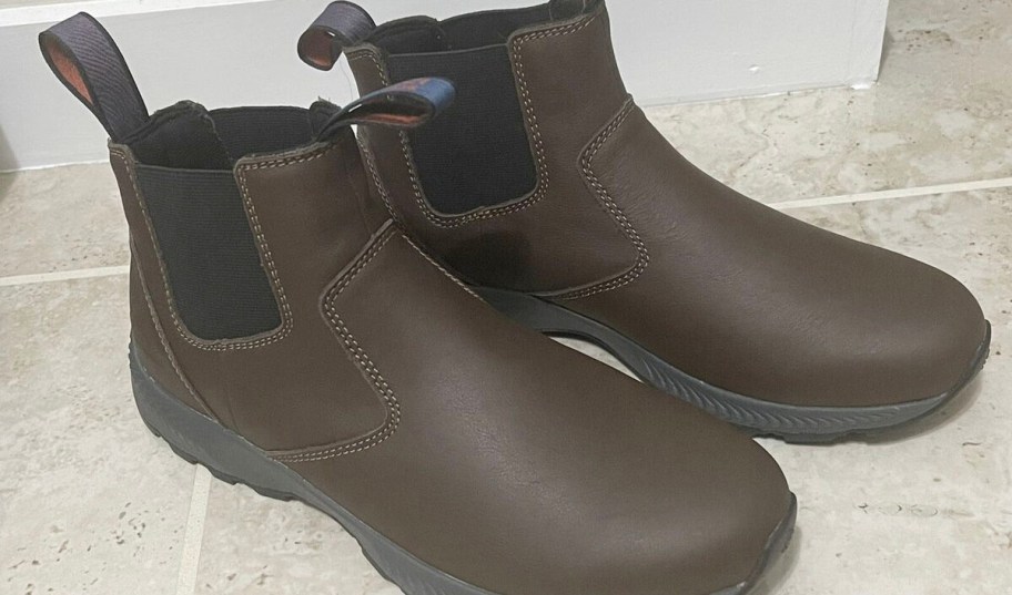 pair of brown columbia boots