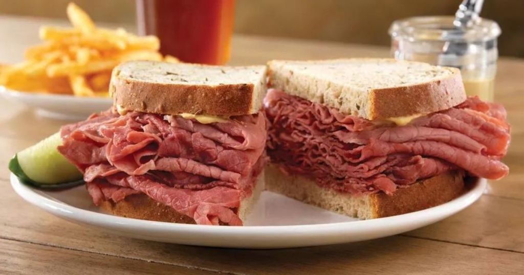 plate of corned beef sandwhiches