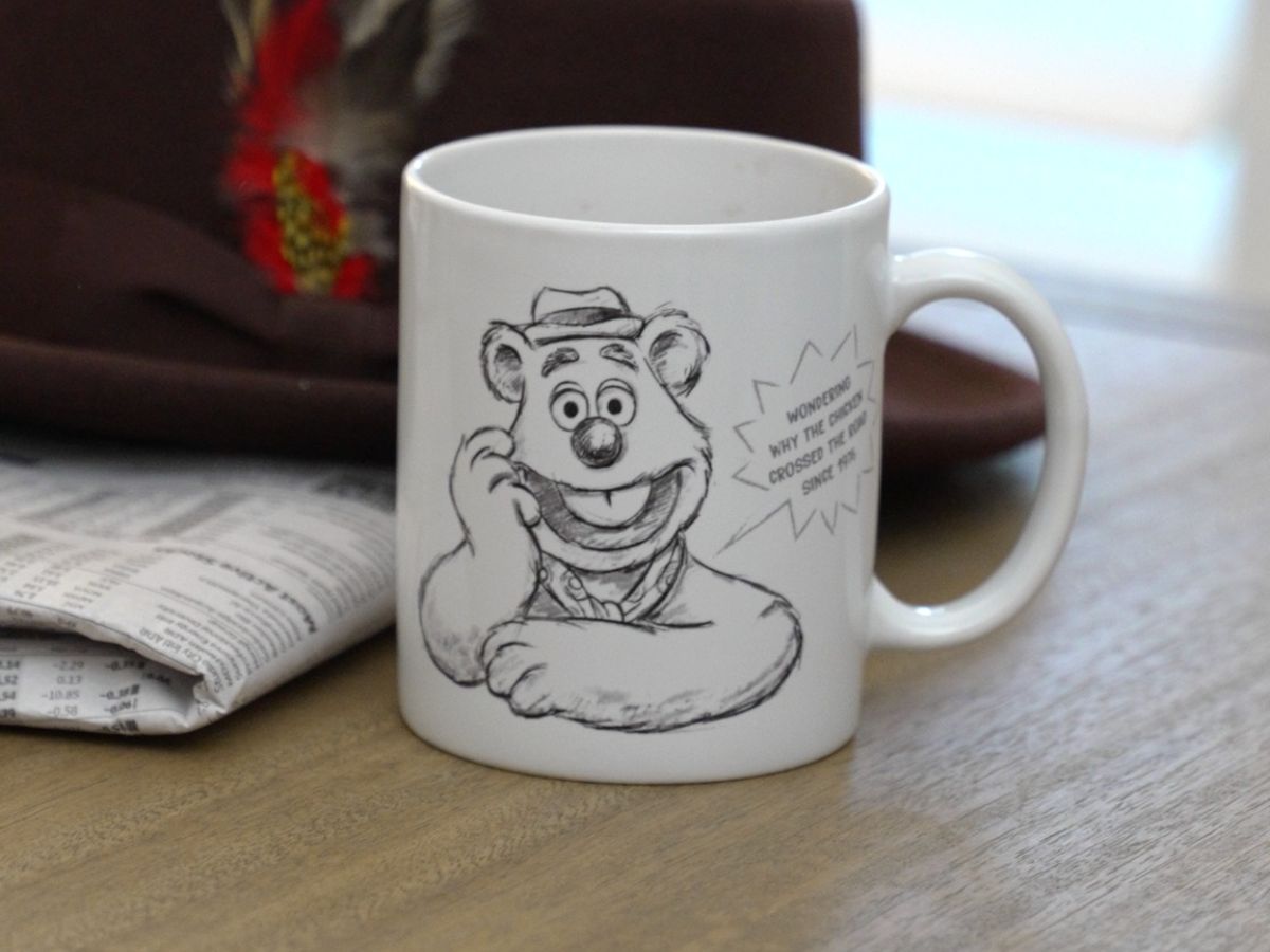 Fozzie Bear mug on table