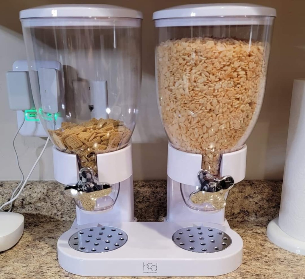 dry food dispenser holding cereal