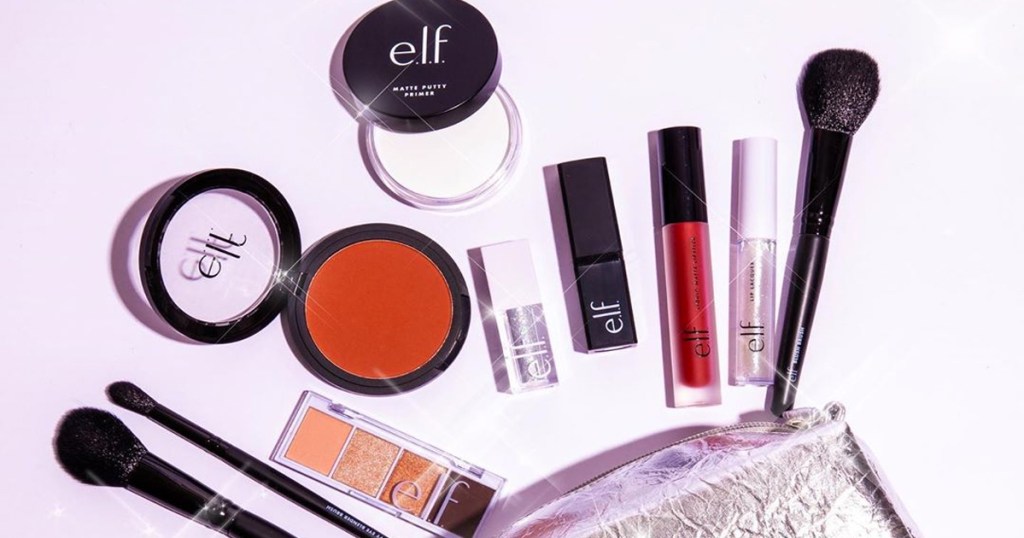 elf cosmetics coming out of makeup bag