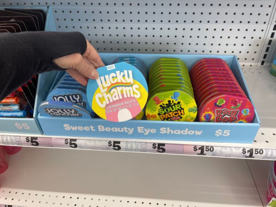 candy themed eye shadow palettes on shelf