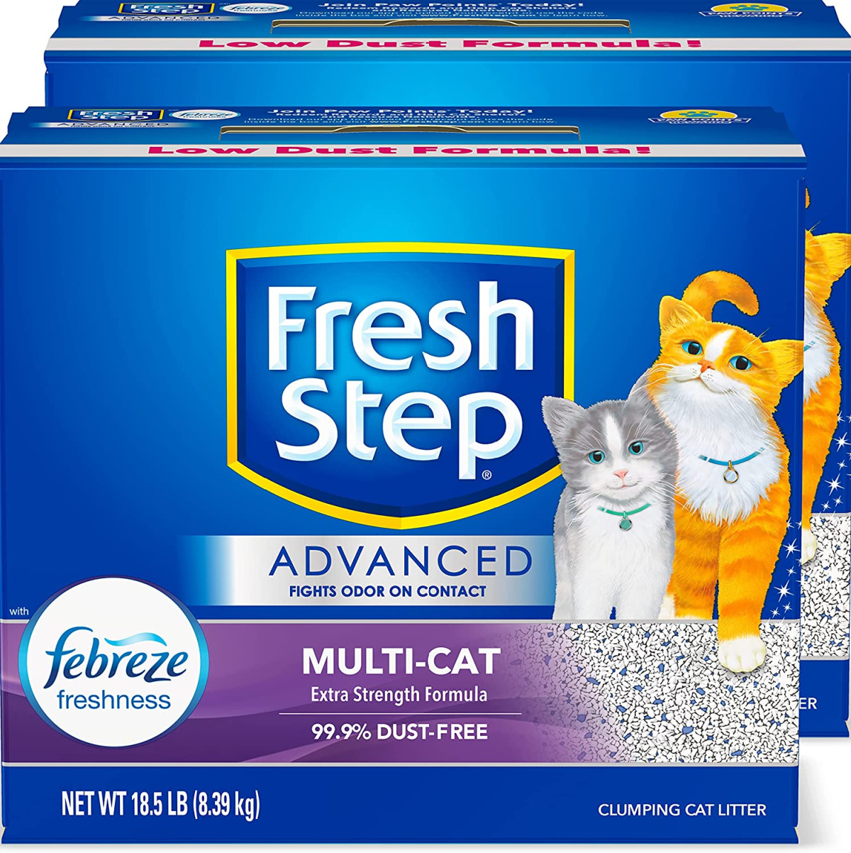 stock image of two boxes of fresh step cat litter