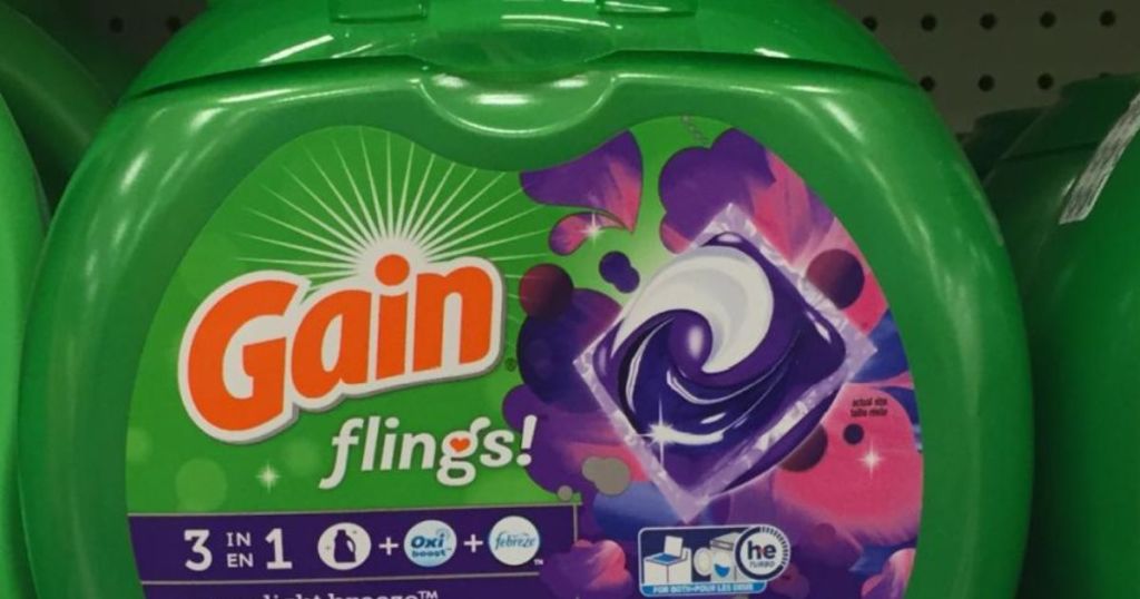Gain Flings laundry detergent on store shelf