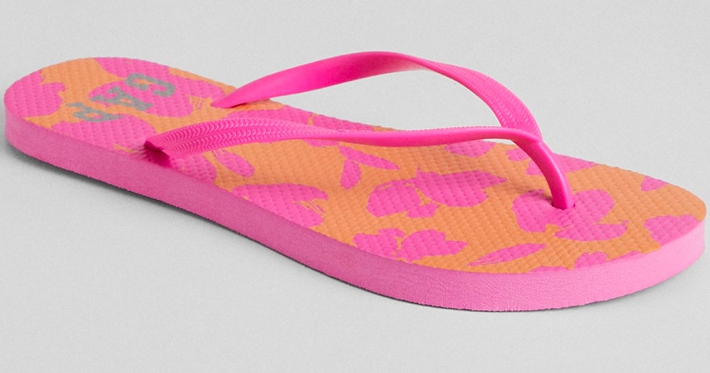 pink and orange gap flip flops