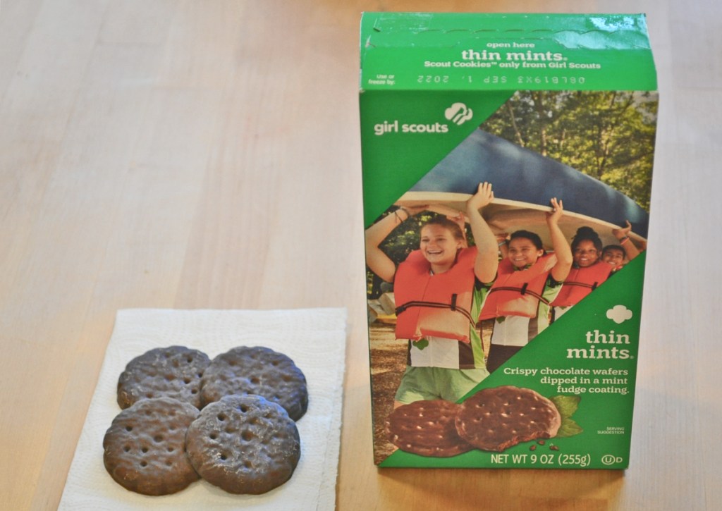 thin mint cookies next to box