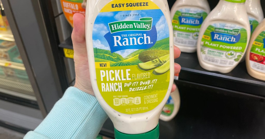 hand holding hidden valley pickle ranch