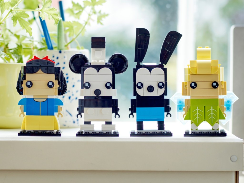 4 Disney characters built from LEGO bricks