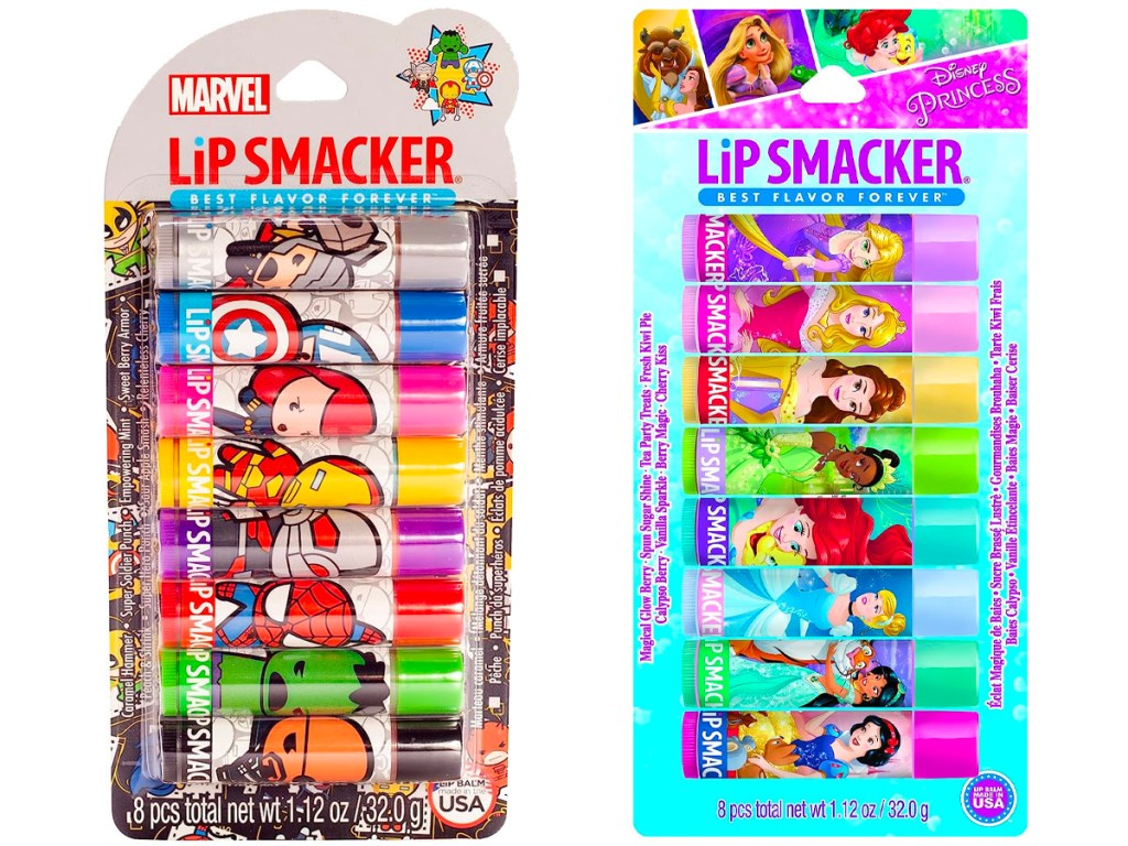 lip smacker disney avengers or princess 8 count packs