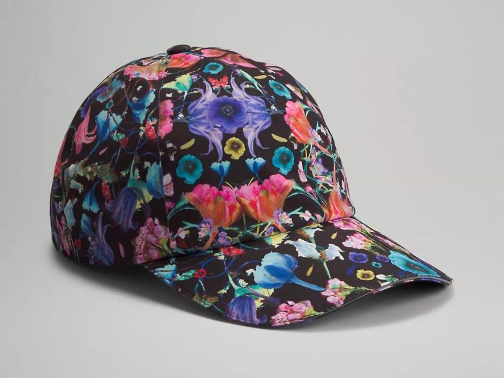 floral and black hat