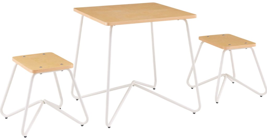 mainstays wood and white metal kids play table