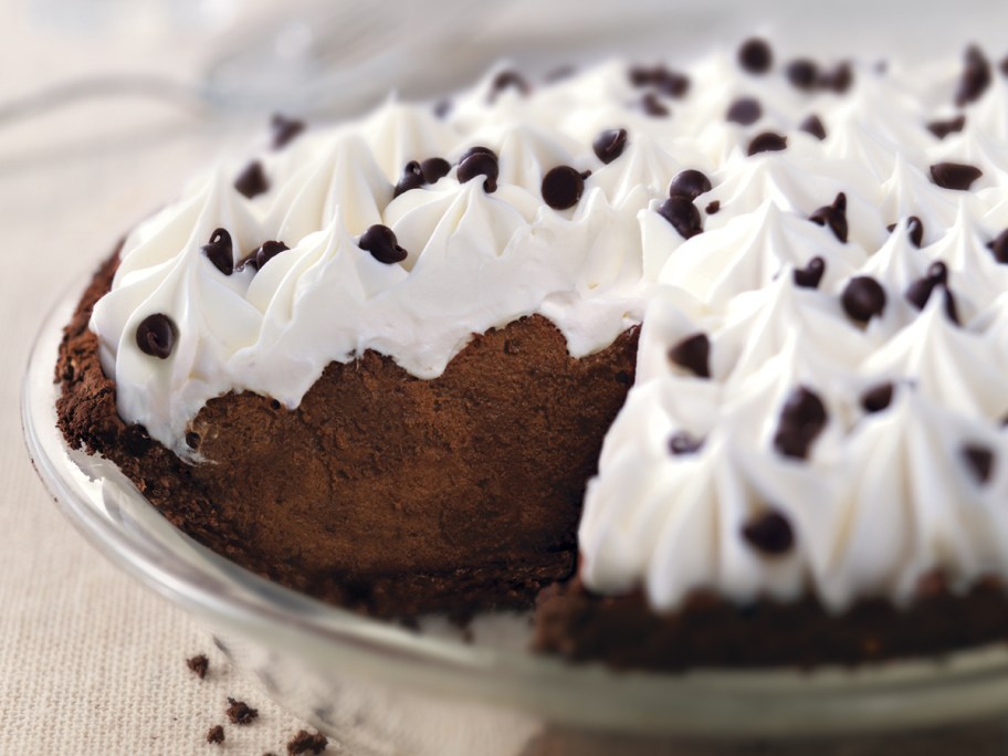 chocolate pie with whipped cream topping