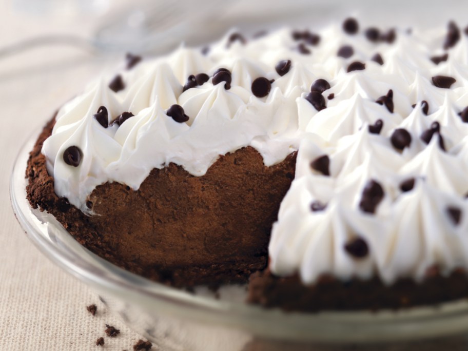 chocolate pie with whipped cream topping